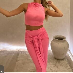 Camila Coelho Vibrant Pink Midi Skirt